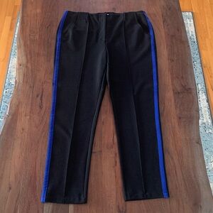 Gerry Weber, Black Knit Trousers with Cobalt Blue Side Stripe, US 14